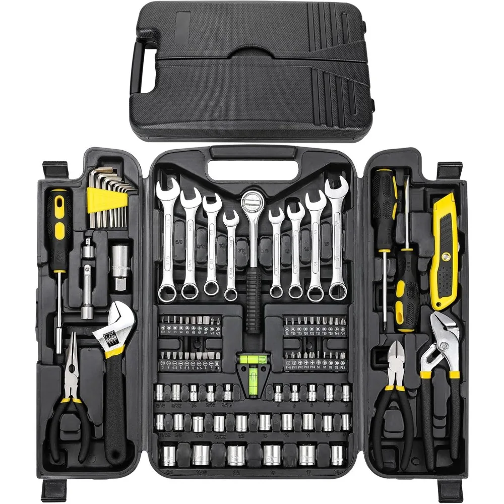 

95-Piece Tool Set with Adjustable Wrench, Pliers, Sockets & Plastic Case for Home Garage Repairs