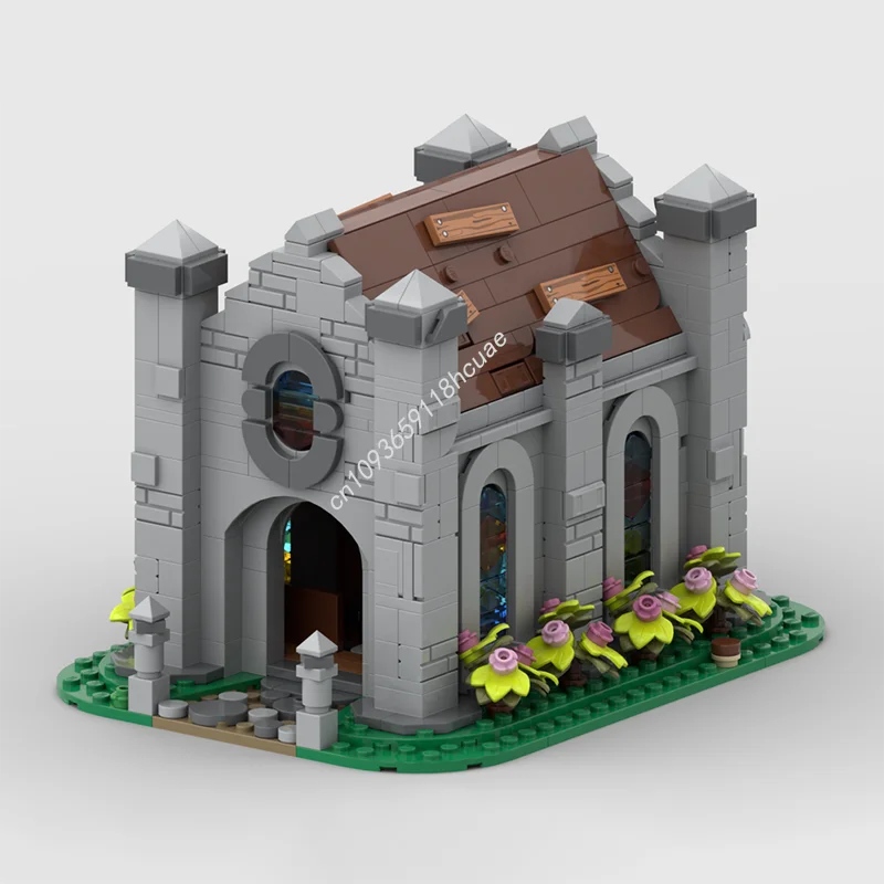 

978 деталей MOC: Модель средневековой часовни, конструктор, рождественский подарок, развивающая игрушка для творчества, кирпичики для сборки, подарок на день рождения для детей