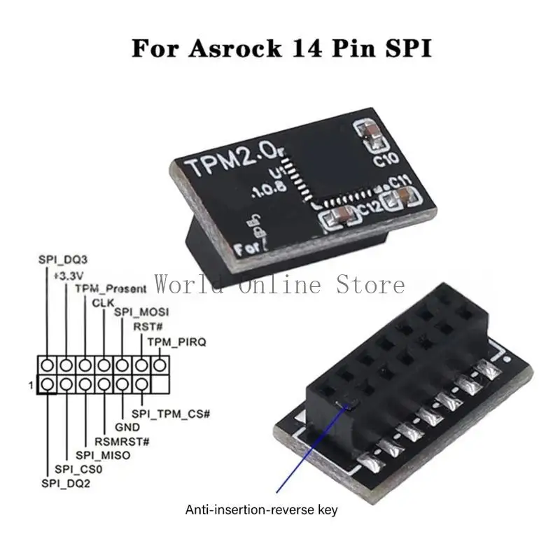 TPM2.0 Module SPI 14PIN Encryption Security Board Remote Platform voor computer 87HC