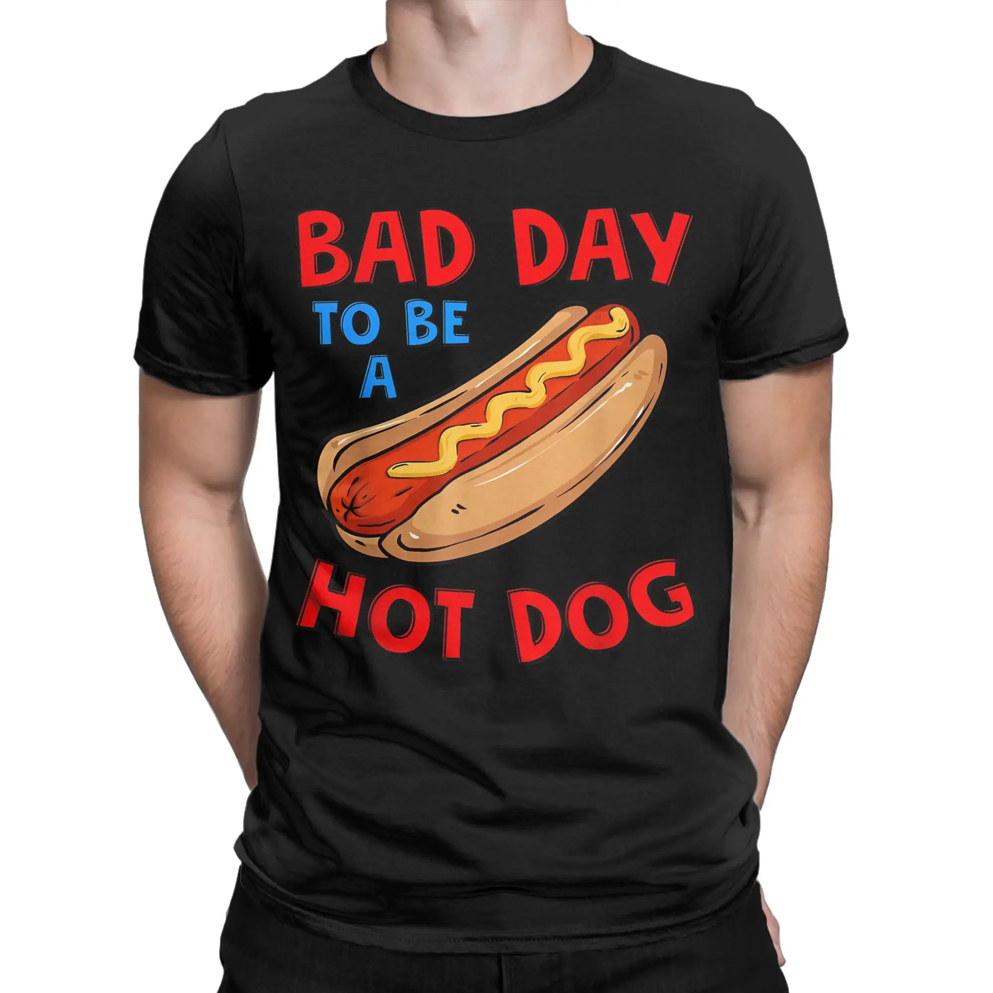 

Мужская футболка Bad Day To Be A Hot Dog Wieners, забавная футболка 4 июля, крутые футболки с короткими рукавами и круглым вырезом, хлопковая подарочная одежда