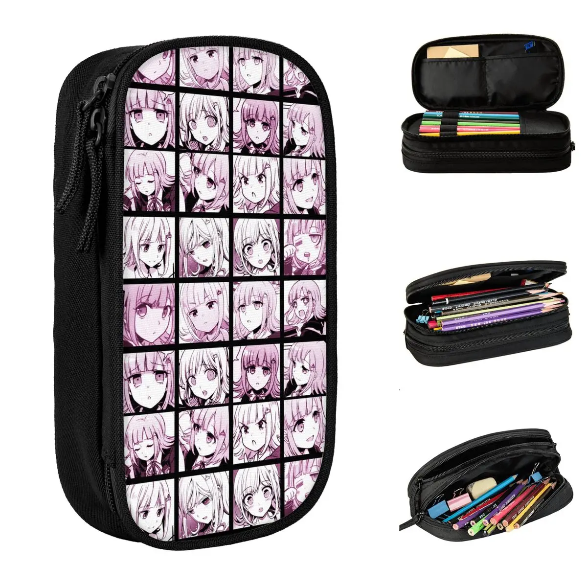 Estuche de lápices de Anime Danganronpa para niños, estuche de lápices de Manga Chiaki encantador, caja de bolígrafos, bolsa de almacenamiento grande, regalos de oficina, papelería