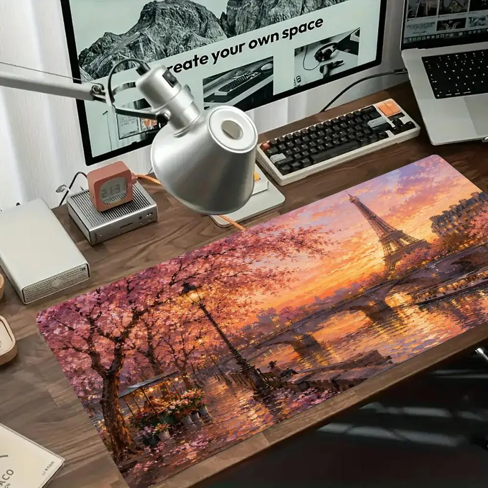 Misty Green Grassland Desk Mat Large Size Mouse Pad Smooth Cloth Surface Non Slip Base For Nature Style Office Home