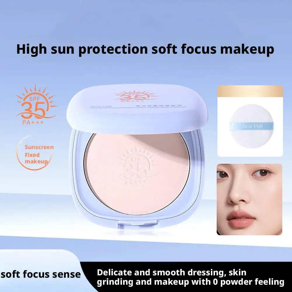 Pó protetor solar spf 35, pó facial cosmético, pó de maquiagem com controle de óleo, corretivo fosco prensado, duradouro, à prova d'água h7y6