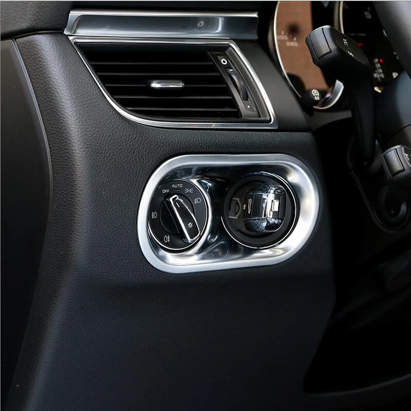 Estilo de coche, consola interior, interruptor de faro, marco de botones, cubierta decorativa, tira embellecedora, pegatinas para Porsche Macan, accesorios para automóviles