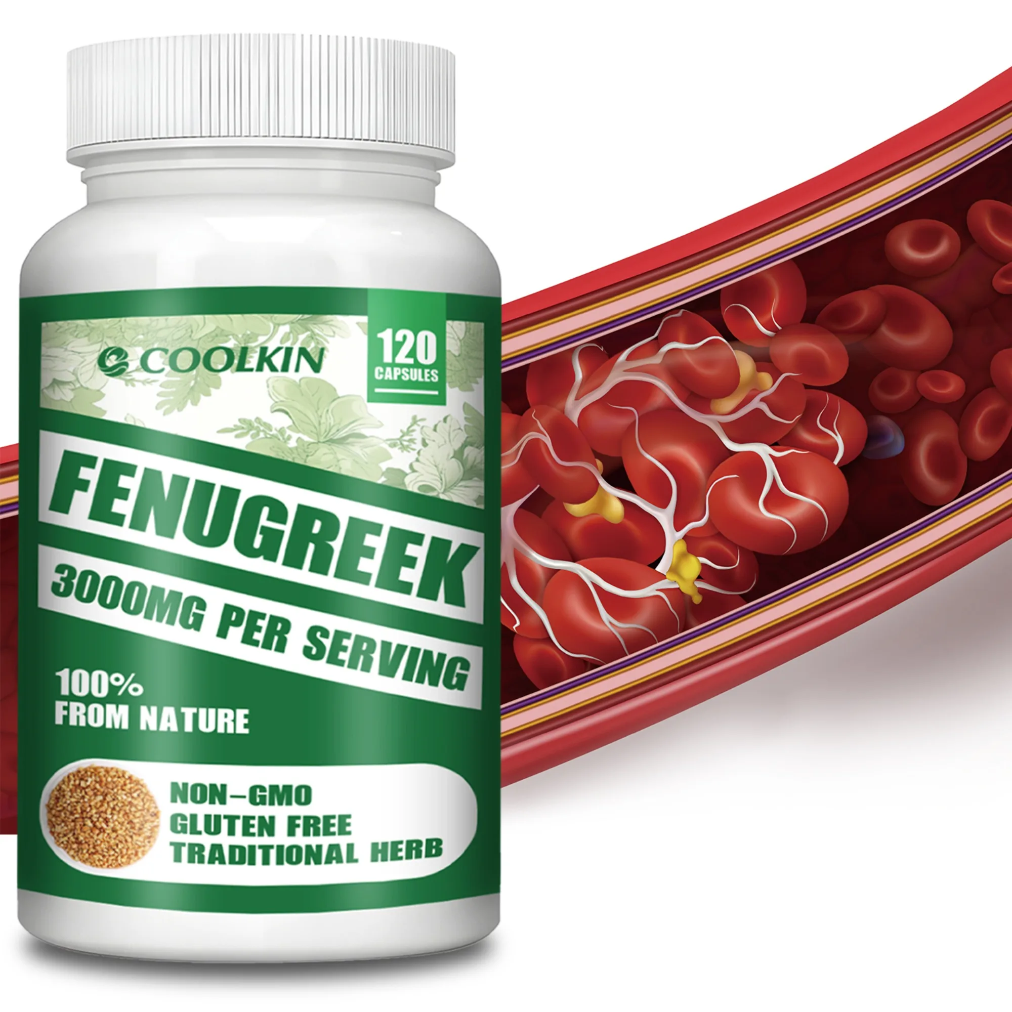 

Fenugreek - Rich in Protein and Vitamins - Suitable for Breastfeeding Mothers, Helps Digestion, Weight Management - 120 Capsules