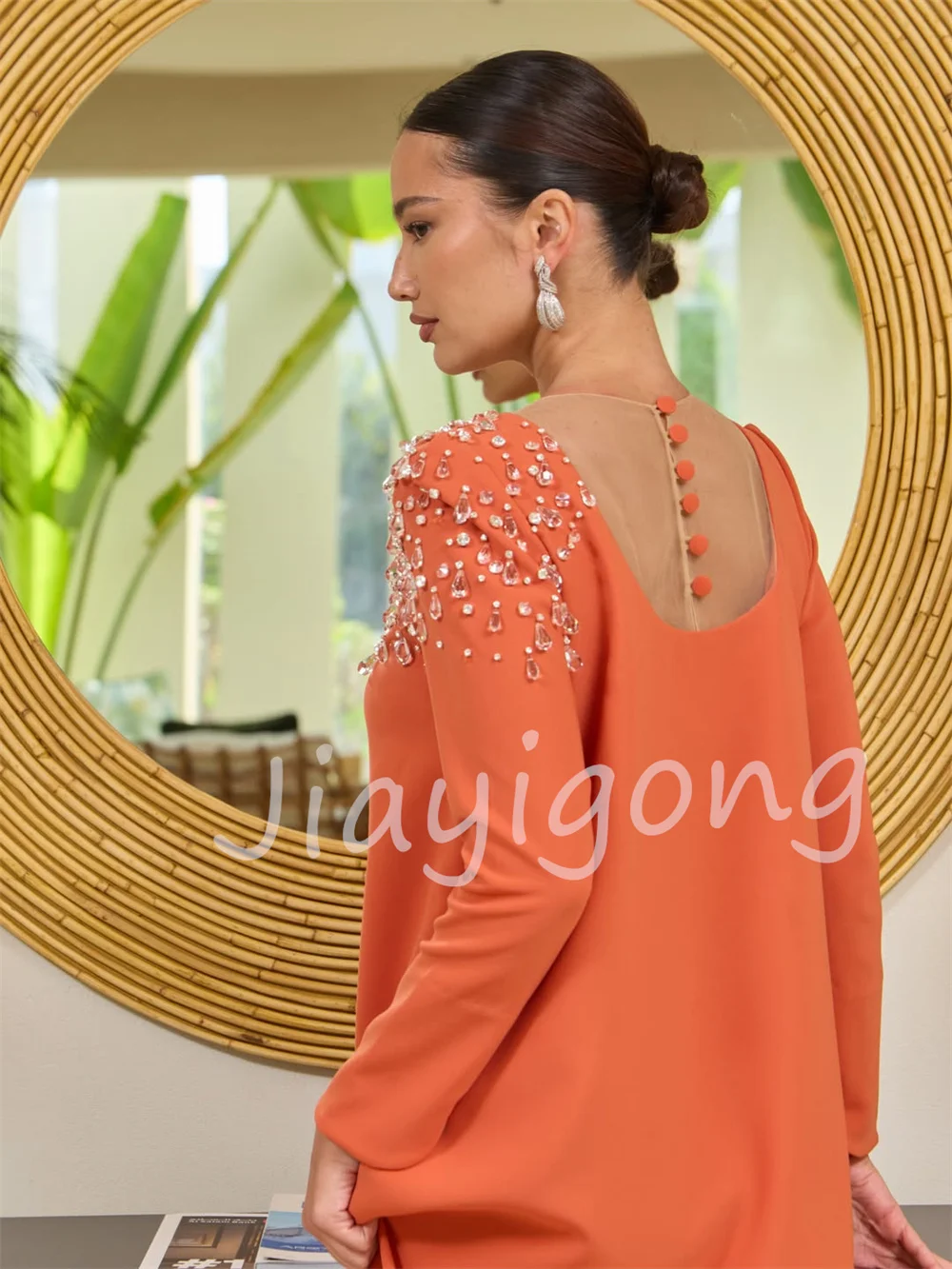Customized Elegant Jersey Pleat Pattern Sequined A-line Jewel Long Evening Dresses Luxury 2026 High Quality