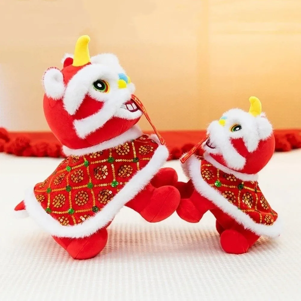 Bonne chance danse du Lion danse du Lion dessin animé coloré paillettes dessin animé Steed mascotte moelleux peluche animaux pendentifs décor festif