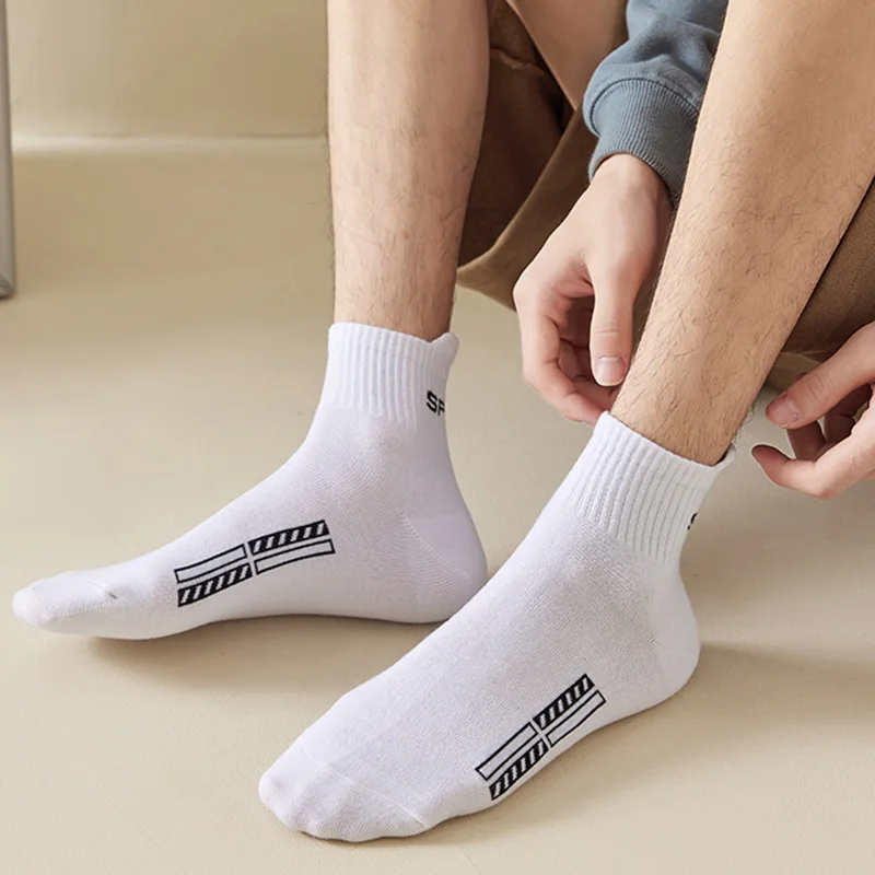 10 Pairs High Quality Mens Socks Casual Breathable Cotton Athletic Man Run Sports Socks Spring Autumn Middle Tube Male Sox Gifts
