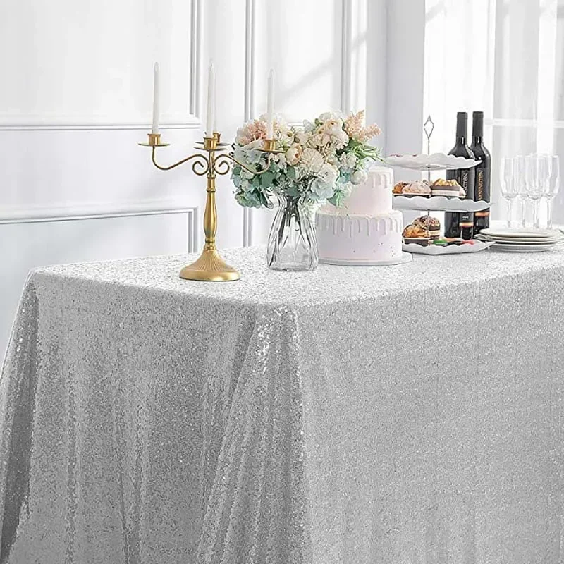 Glitter Sequin Table Cloth Rectangular Table Cover Rose Gold Tablecloth For Wedding Birthday Party Home Decoration Custom Size