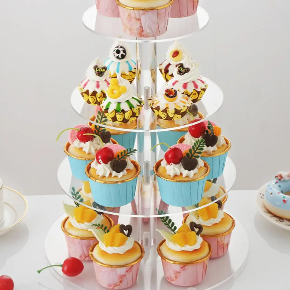 توفير مساحة 1 مجموعة مفيدة واضحة حفل زفاف كب كيك برج الاكريليك كعكة الوقوف لوازم حفلات مستديرة #2