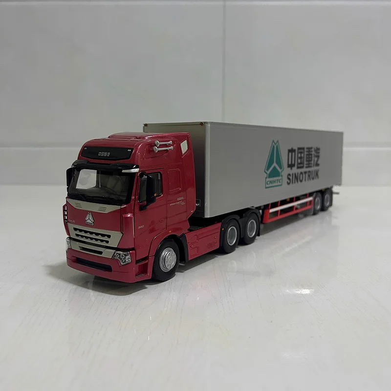 Escala 1:36 HOWO A7 caminhão contêiner liga modelo de carro coleção ornamentos veículo brinquedo