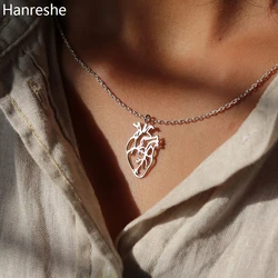 Hanreshe Heart Anatomy Necklace Silver Plated Pendant Human Organ Jewelry for Biology Medical Necklaces Gift for Doctor's Nurse