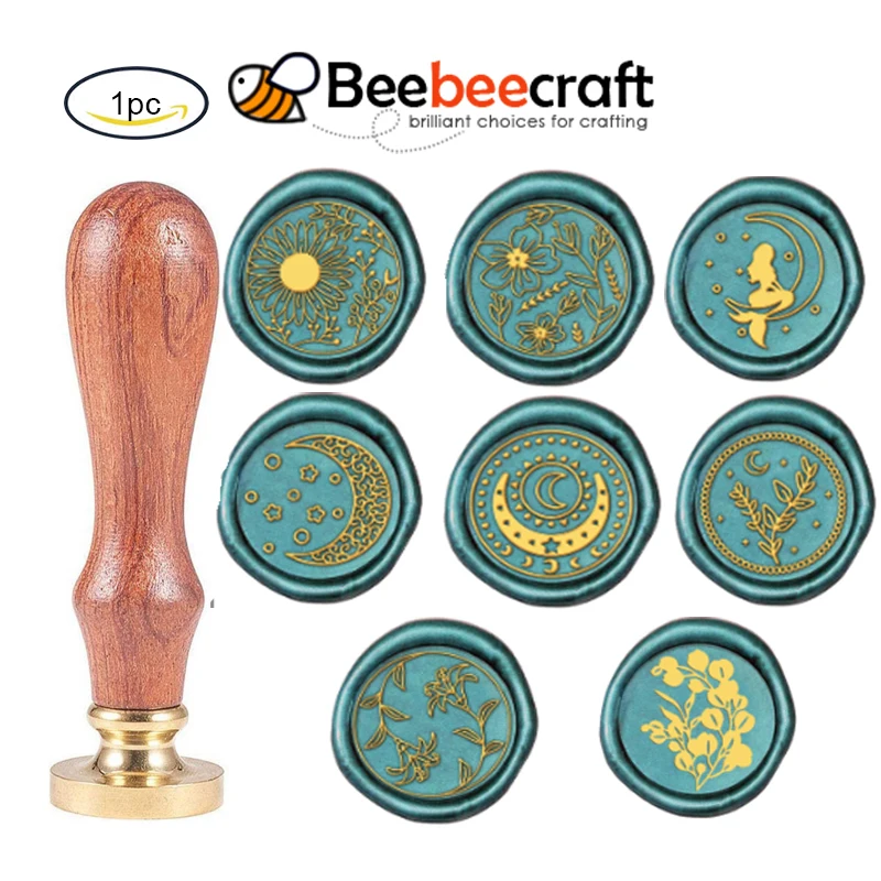 

1PC Wax Seal Stamp 25mm Sunflower Leaves Stamp Vintage Wax Stamp with Replacement Brass Head Wood Handle Sealing Wax