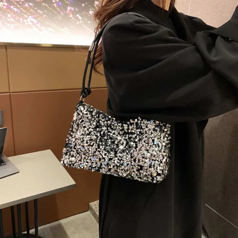 Sacs à bandoulière à paillettes solides pour dames, sac de téléphone de style coréen, sacs initiés, sac à main à paillettes, pochette de soirée