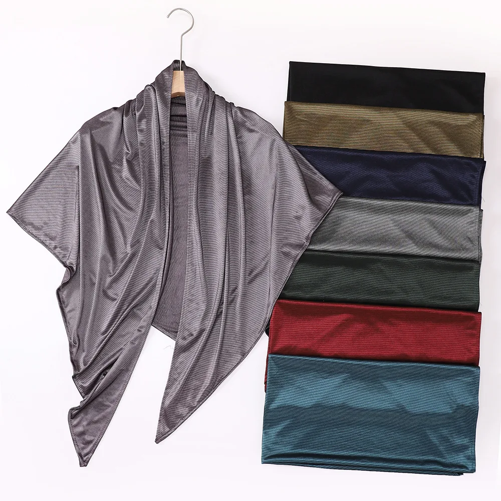 

New Bright Silk Knitted Triangle Scarf Jersey Hijab Muslim Shawls Islam Wraps Headscarf Women Bandanas Headband Turbante Mujer