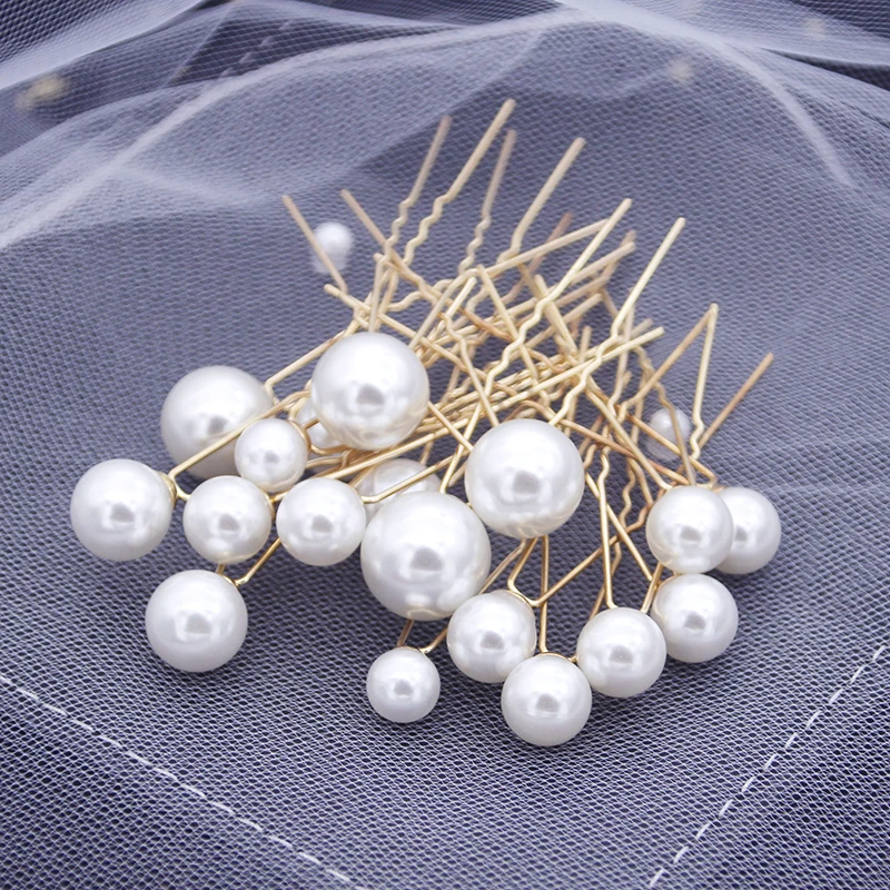 Luxury U-shaped Pin Rhinestone Barrette Clip Hairpins Simulated Pearl Bridal Tiara Hair Accessory Wedding Hairstyle Design Tools