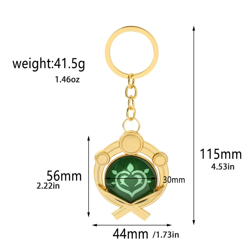 Genshin Impact Double Sided Luminous Keychain, Element Vision, God\'s Eye, Mondstadt Liyue Snezhnaya Pendant, Keyring Jewelry