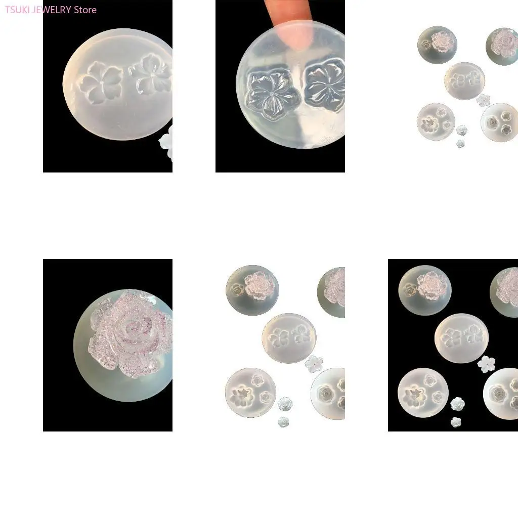 

62KE 5Pcs Flower Drop Mold Handmade Ornament Mold Valentine's Day Birthday Gift