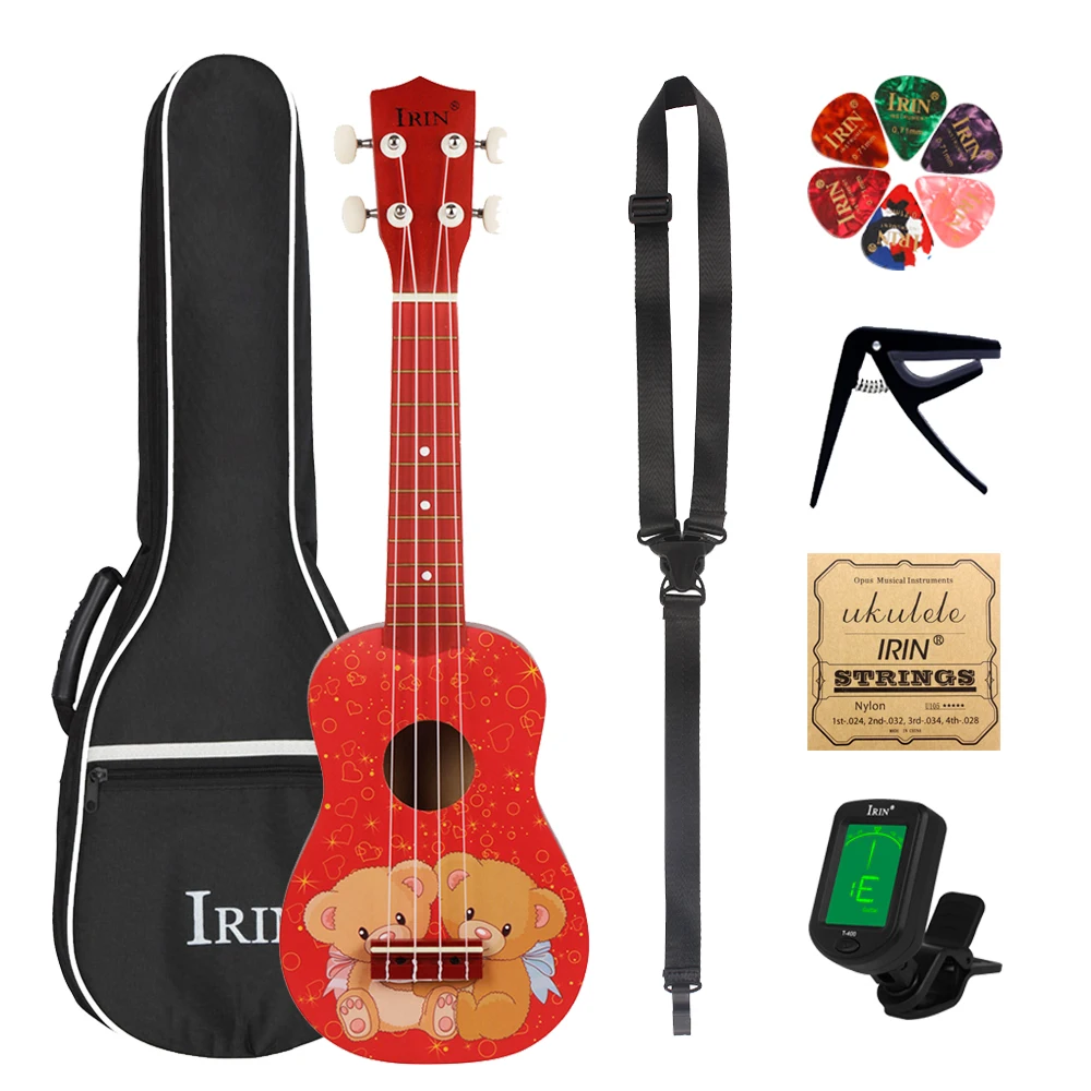 

IRIN 21 Inch Ukulele 4 Strings Hawaiian Guitar Bear Mini Guitarra Ukulele With Bag Strings Tuner Capo Guitar Parts & Accessories