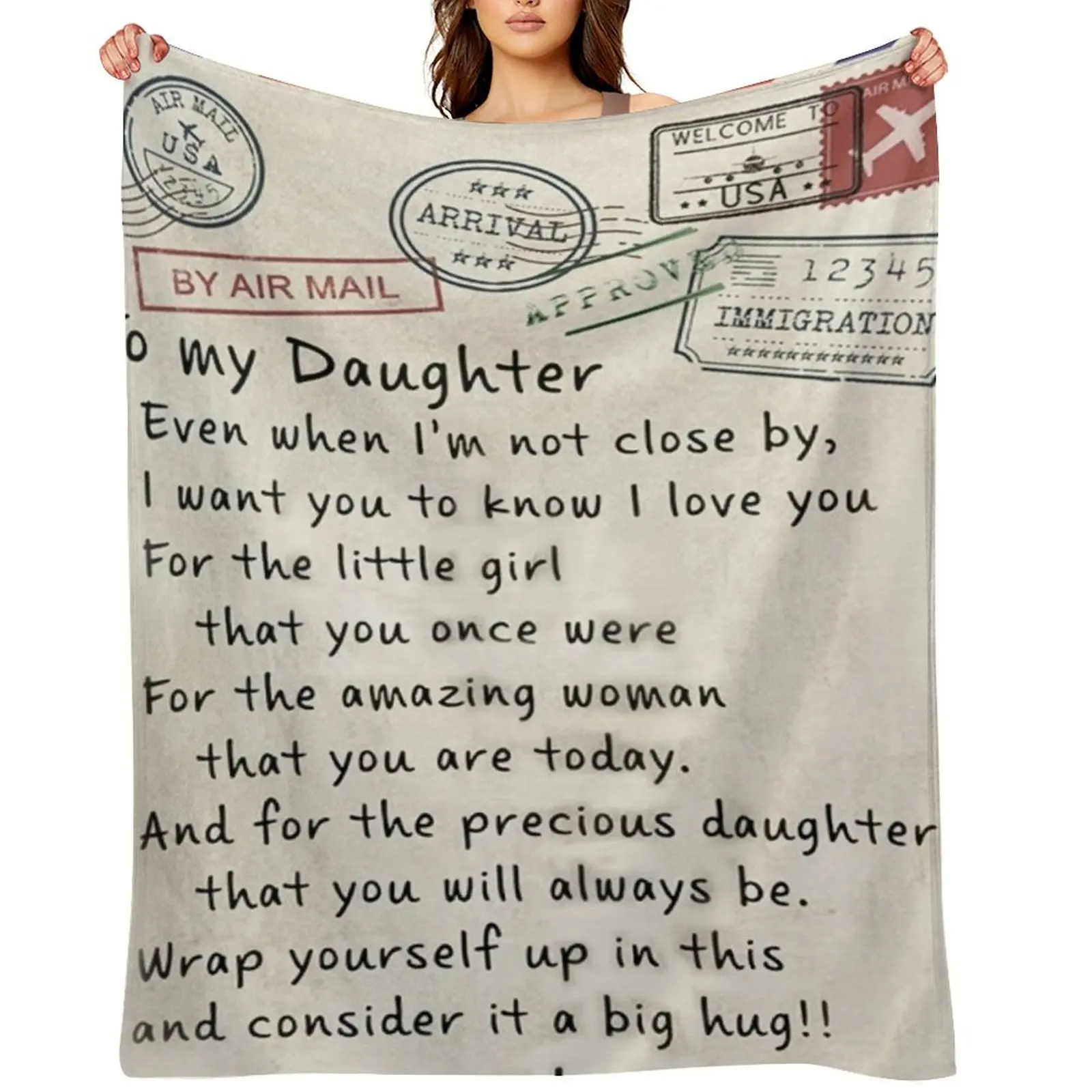 America Air Mail To My Daughter Throw Blanket Hairy Sofa Throw warm for winter Blankets