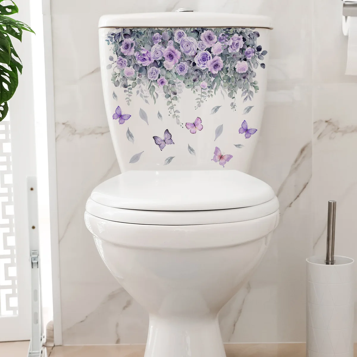 M21 Pflanzen Blumen Schmetterlinge Toiletten aufkleber Badezimmer Toiletten abdeckung Aufkleber Kühlschrank Wanda uf kleber WC für die Heim dekoration – Detail 14