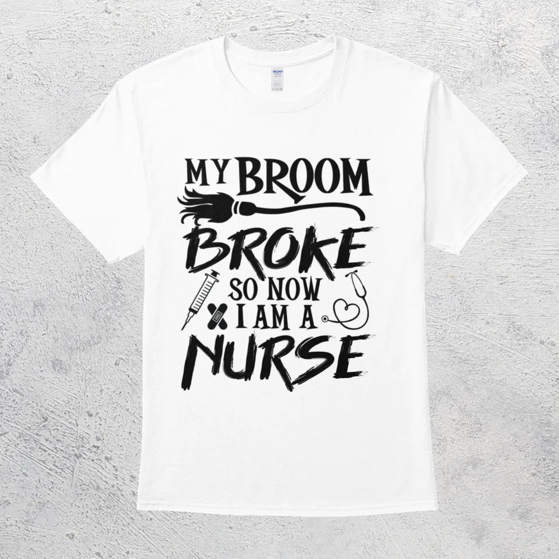 

My Broom Broke So Now I Am A Nurse Funny RN Halloween Shirt