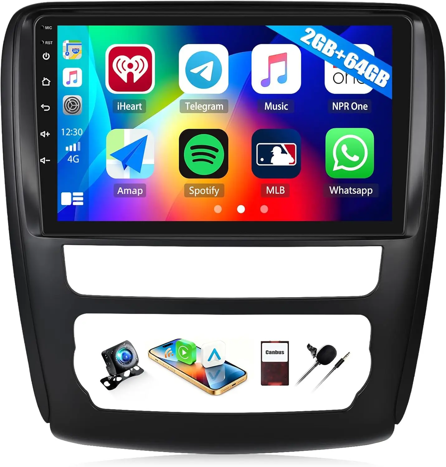 ستيريو سيارة 2G + 64G لسيارة Chevy Traverse 2013-2017 مع CarPlay Android Auto اللاسلكي، شاشة لمس 9 بوصات GPS Bluetooth WiFi RDS FM Back #1