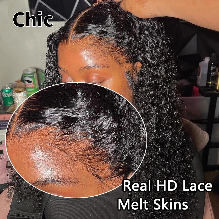 Chic Double Drawn 13x6 HD Lace Front Human Hair Wigs Glueless 260% Density Burmese Deep Curly 5x5 Lace Closure Wigs Pre Plucked
