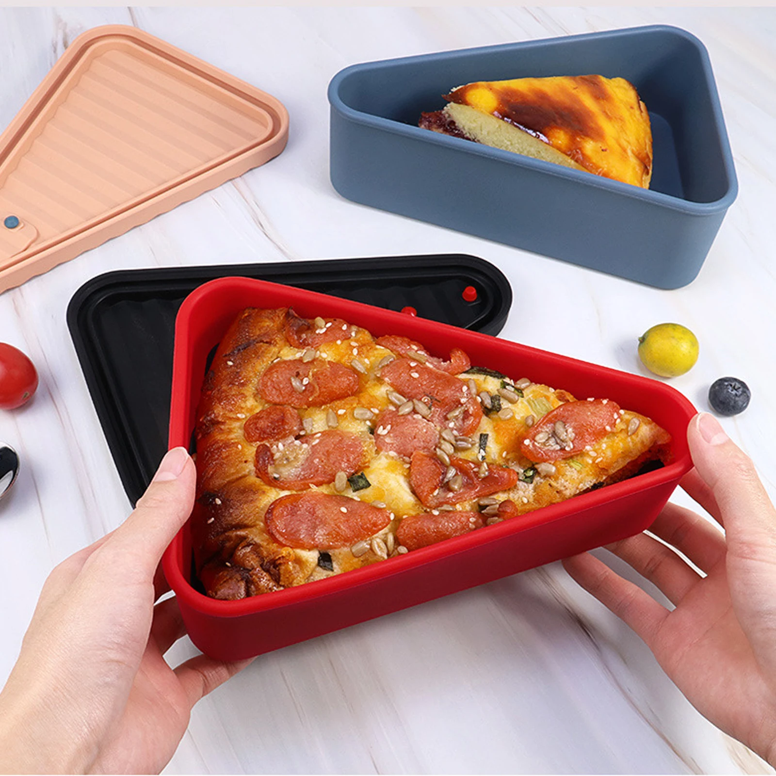 

Silicone Pizza Box Airtight Slice Storage Case Reusable Food Grade Lid Vacuum Seal Keeping Fresh Longer Adjustable Vents