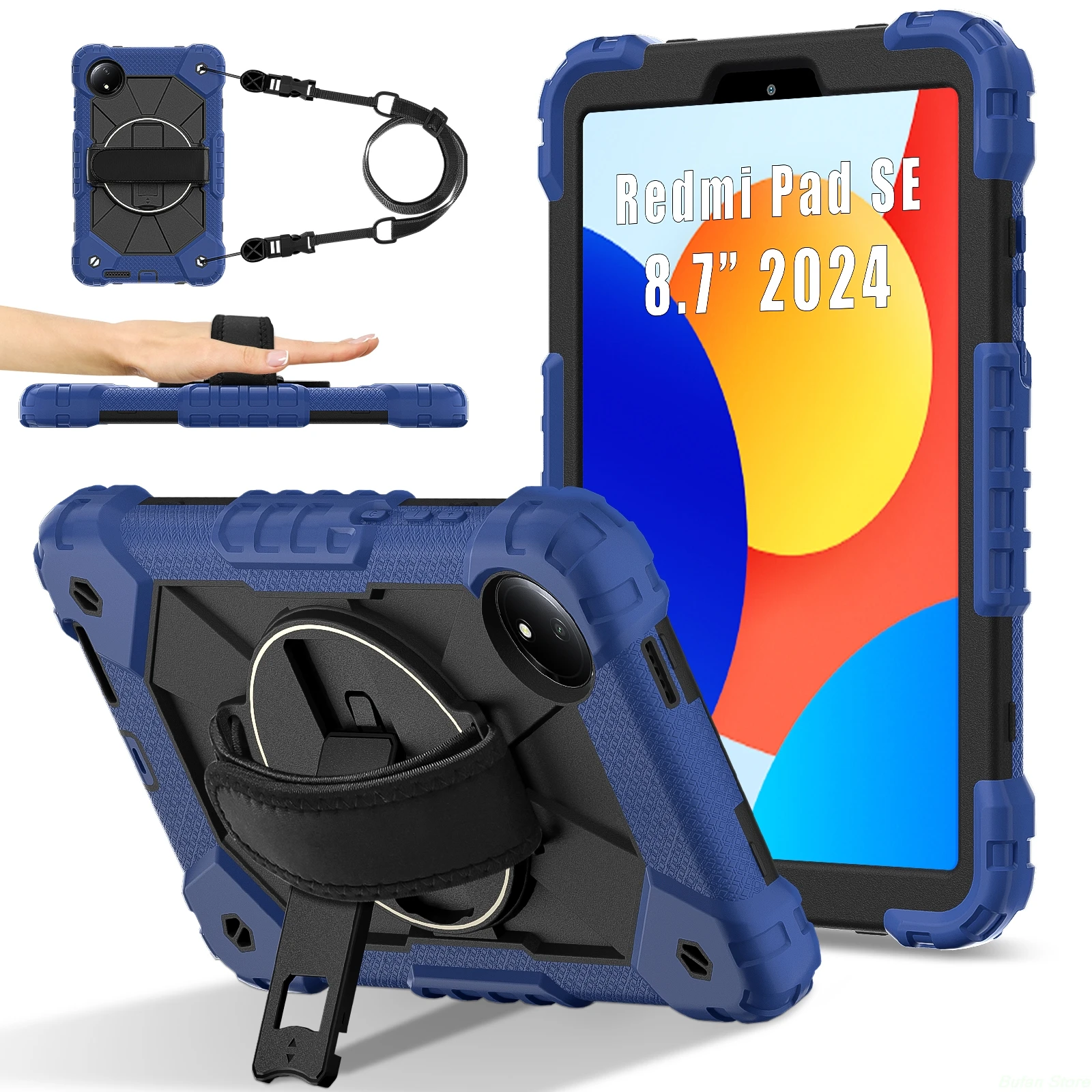 

Чехол для планшета Tab A9 8,7 дюйма SM-X110 SM-X115 SM-X117 2023, чехол для планшета с вращающимся ремешком, подставкой и плечевой полосой