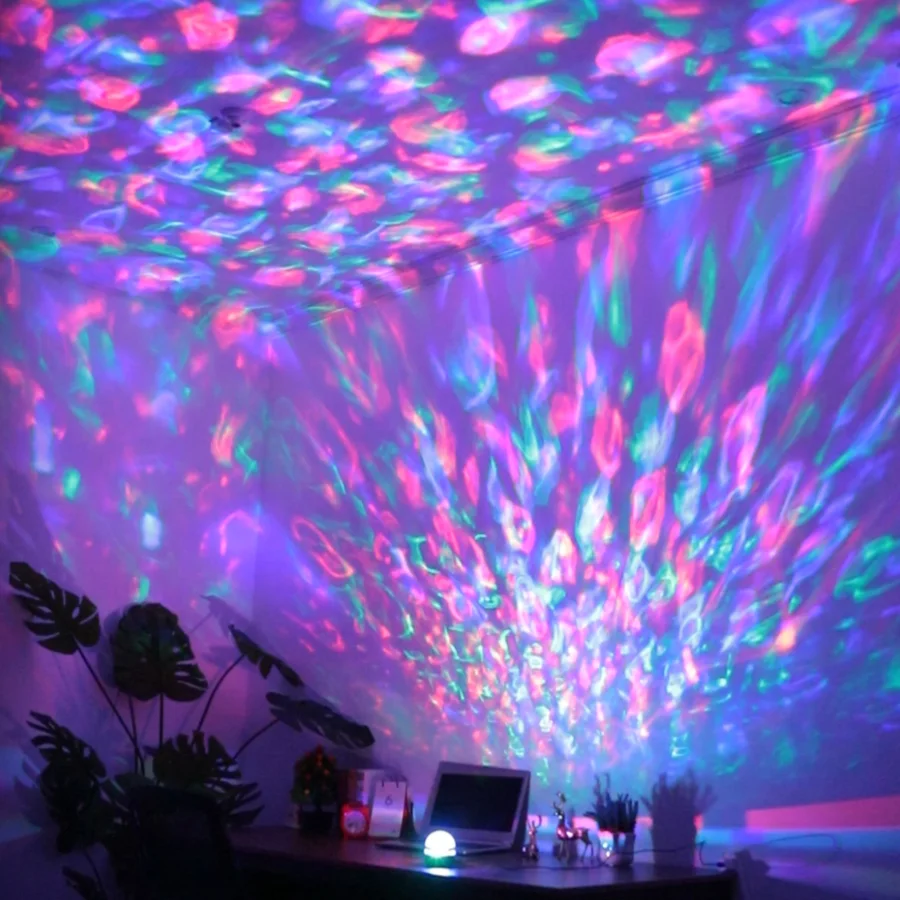 Wave Projector,With 7-Colors Patterns & Remote Control,USb Powered For Bedroom Home Theater, Ceiling, Room Decor