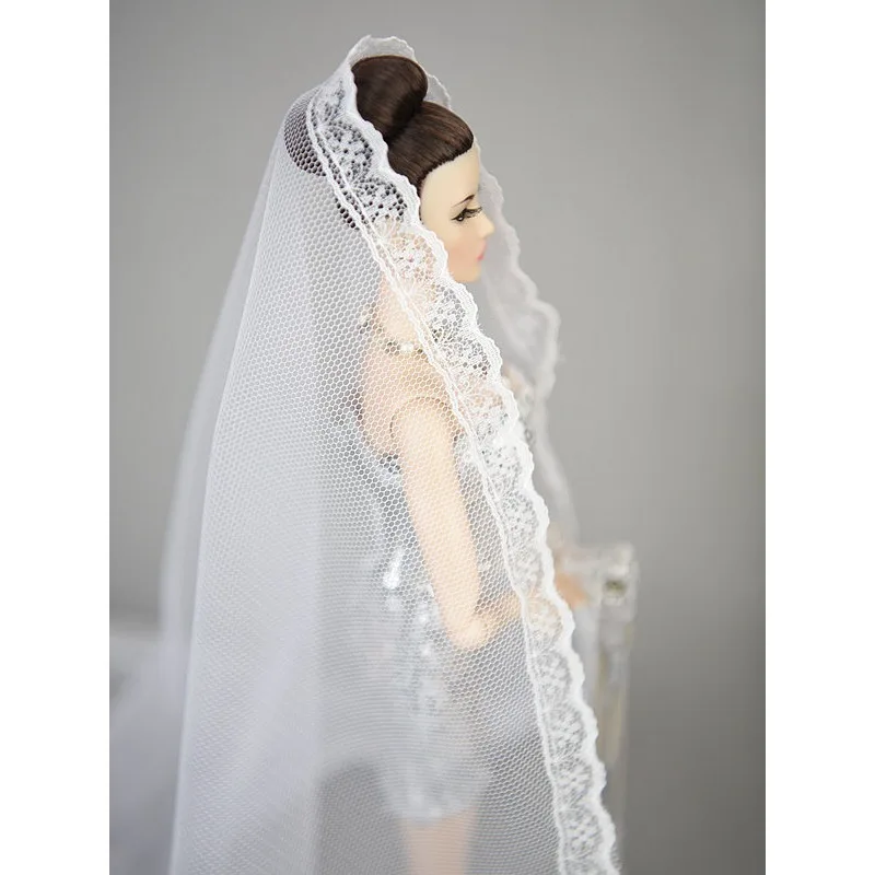 30cm Bjd Accessory Pure ColorSuper Large 60cm Wedding Dress Veil for Action Figures Scene Accessories Decor