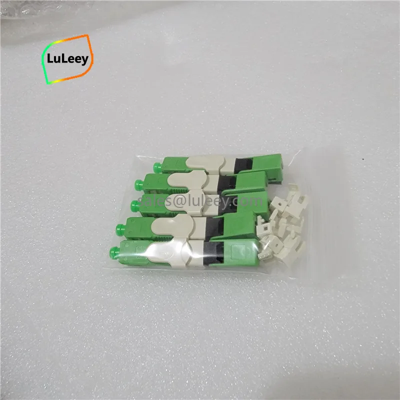 100pcs FTTH Connector SC APC Fiber Optical Quick Connector SC Green Cold Connector Sub-cable Leather Wire Connector T2