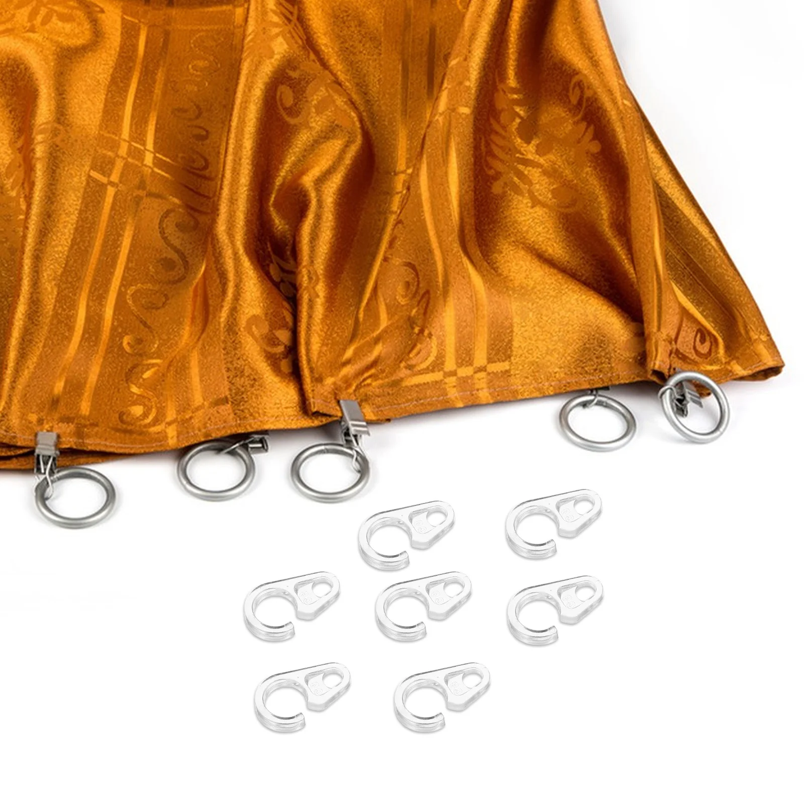 

50Pcs Clear Reinforced Curtain Hooks Heavy Duty Metal Track Hooks for Thick Curtains Wooden Iron Rings Easy Use