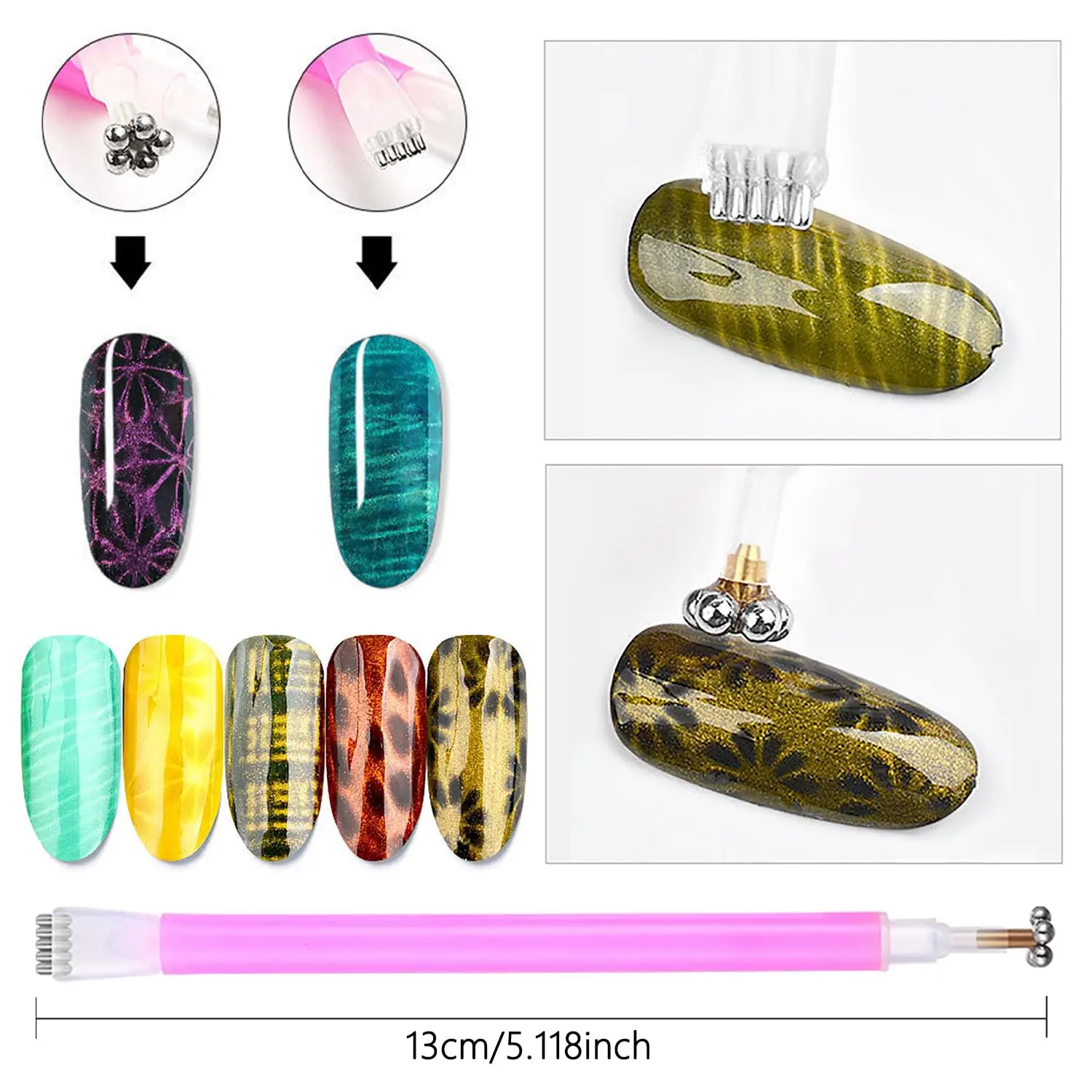 10Pcs Cat Eye Magnet Set Nail Art 3D Effect Magnetic Stick Cylinder Wand Strong Gel Polish Tools Nail Art Manicure view 4