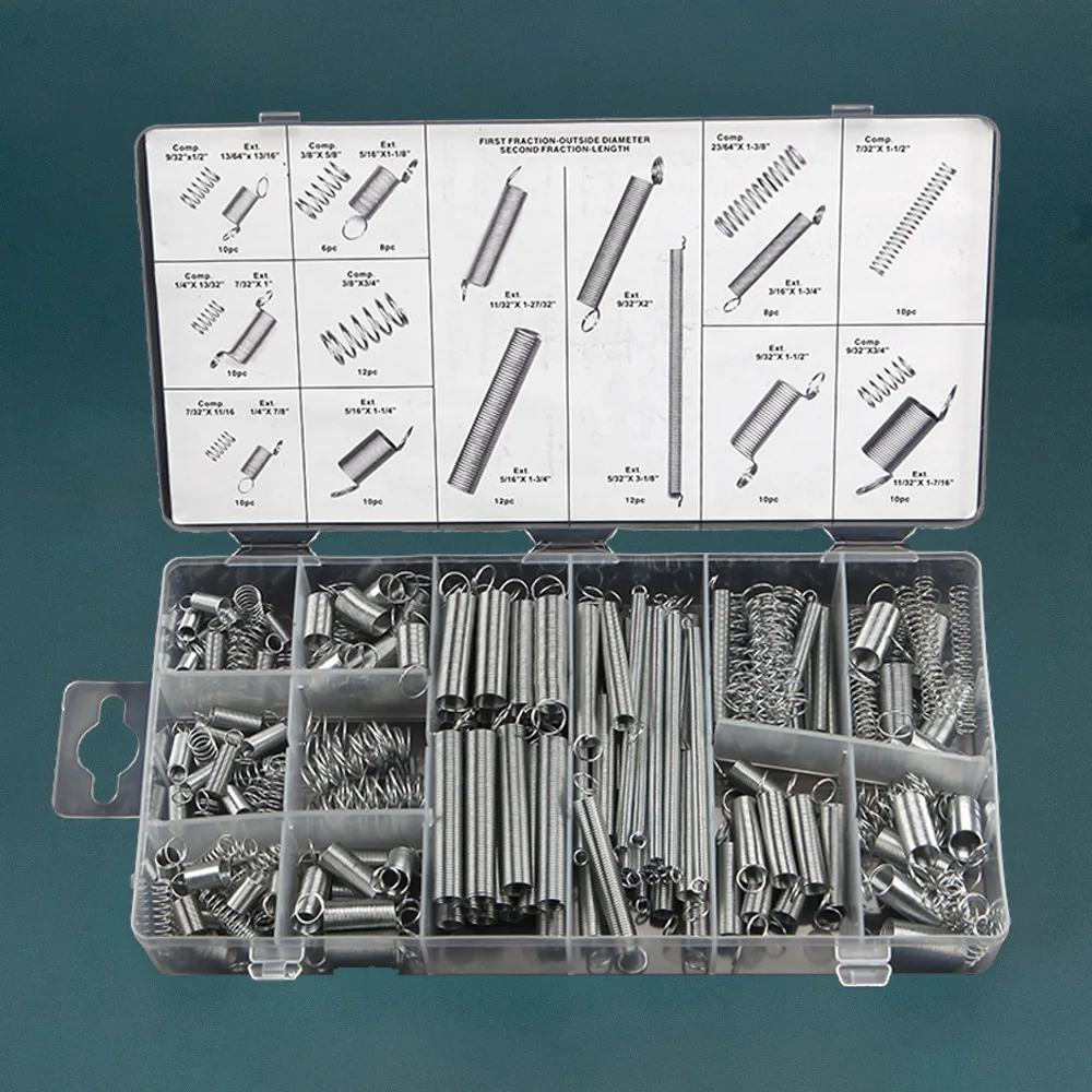 

200Pcs/set Spring Assortment Kit 20 Sizes Galvanized Steel Compression Springs Mechanical Extension Springs Set for Home Repairs