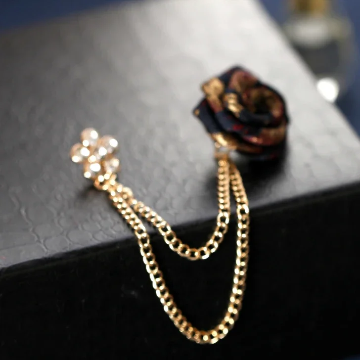 เข็มกลัดดอกกุหลาบผ้าผสมสไตล์วินเทจ พร้อมพู่ห้อย สำหรับติดปกเสื้อสูทผู้ชาย เข็มกลัดติดปกเสื้อผู้หญิง เครื่องประดับ