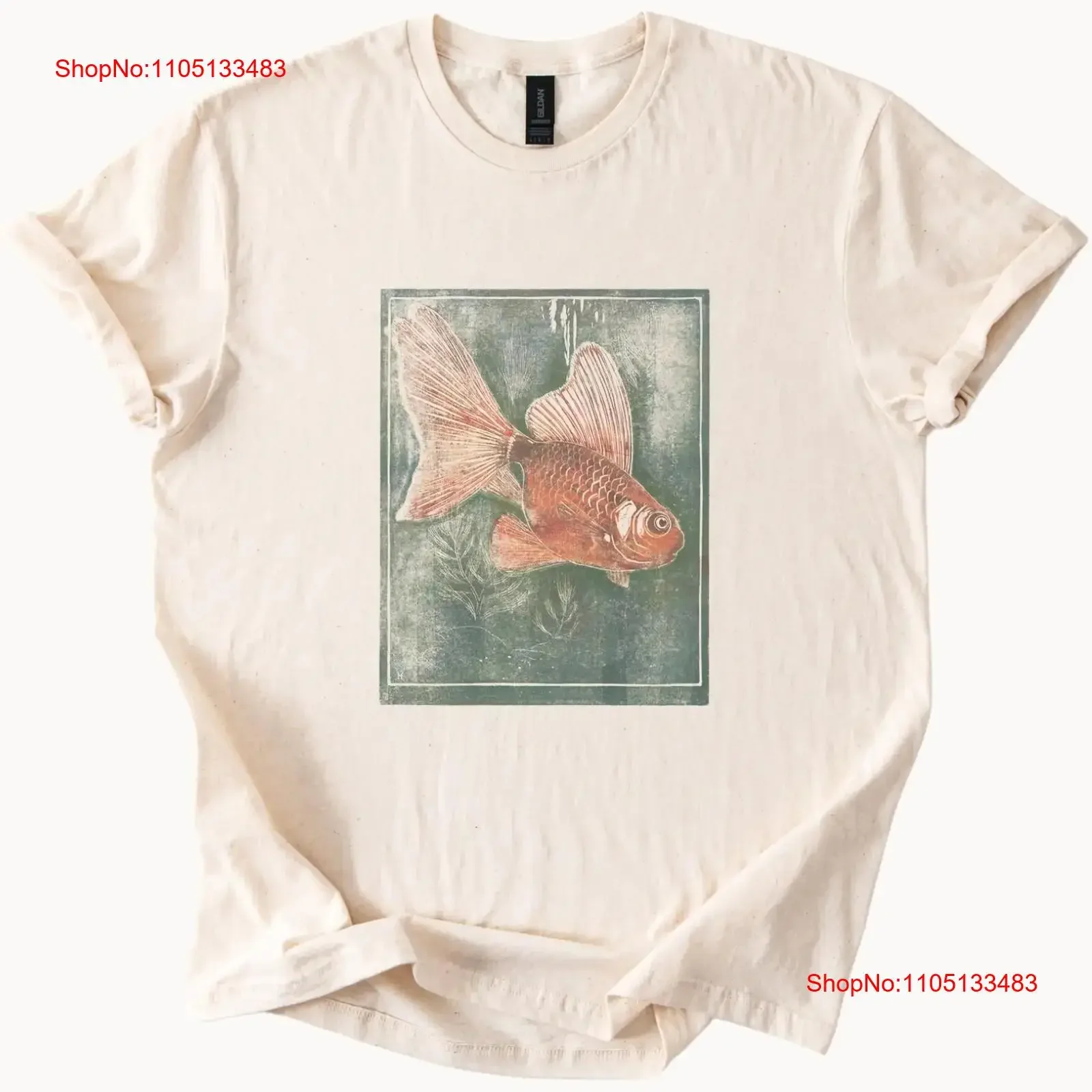 

Футболка с золотой рыбкой Koi ArT Fish, винтажный стираный топ для повседневной носки, уличная одежда, повседневная удобная модная стильная футболка с графикой