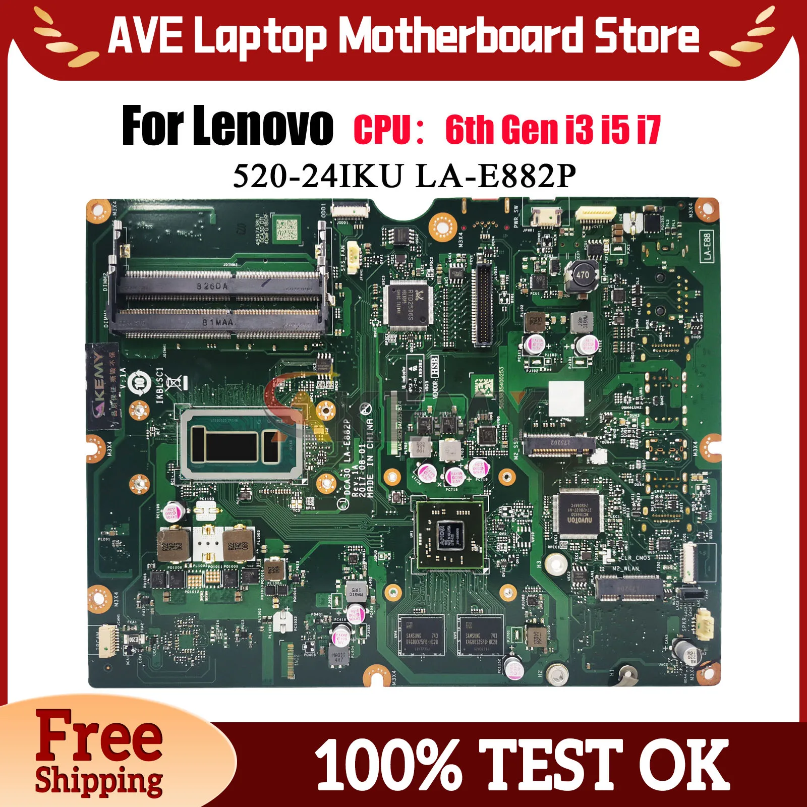 

LA-E882P для Lenovo Ideacentre AIO 520-22IKU 24IKU, материнская плата с процессором i3 i5 DDR4, 100% полностью протестирована