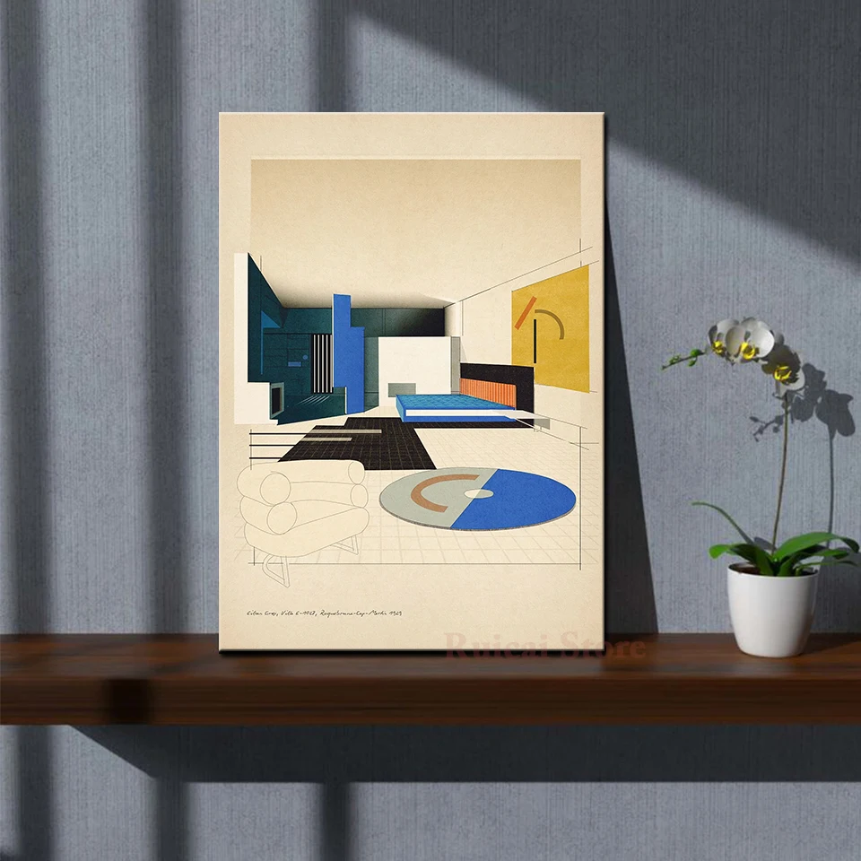 Eileen Gray, Villa 1929 Interior Poster Canvas Art Room Wall Painting Home Decor