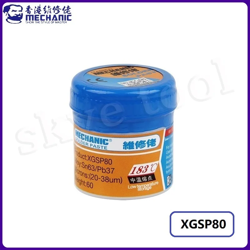 MECHANIC XGSP80 60 г оловянной паяльной пасты, точка плавления 183 ℃   Сварочная паста для пайки флюса для ремонта чипов SMD SMT печатной платы