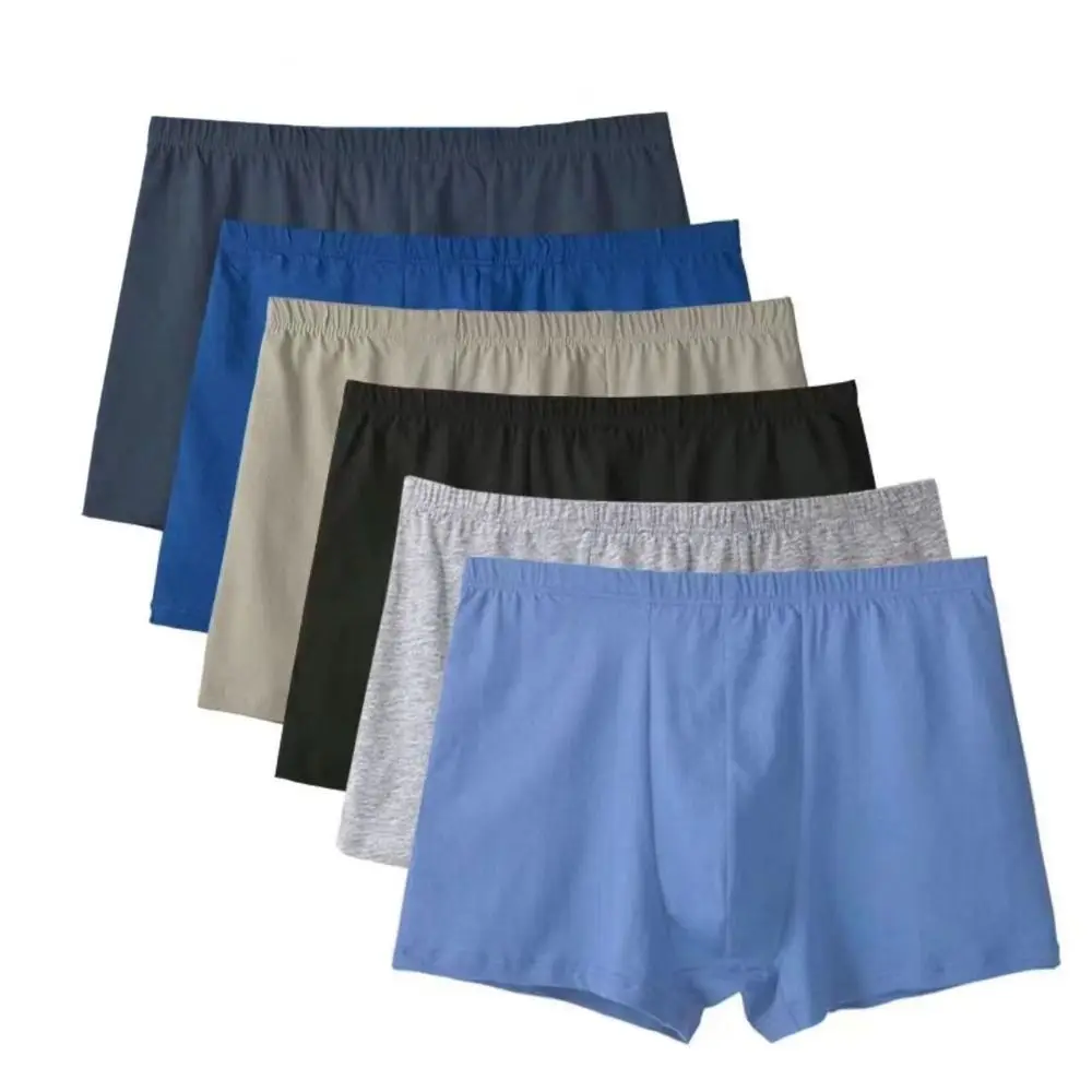5PCS Breathable Loose Cotton Boxer Briefs Mid Waist Panties Underwear for Men Simple Lingerie Shorts Underpants Daily