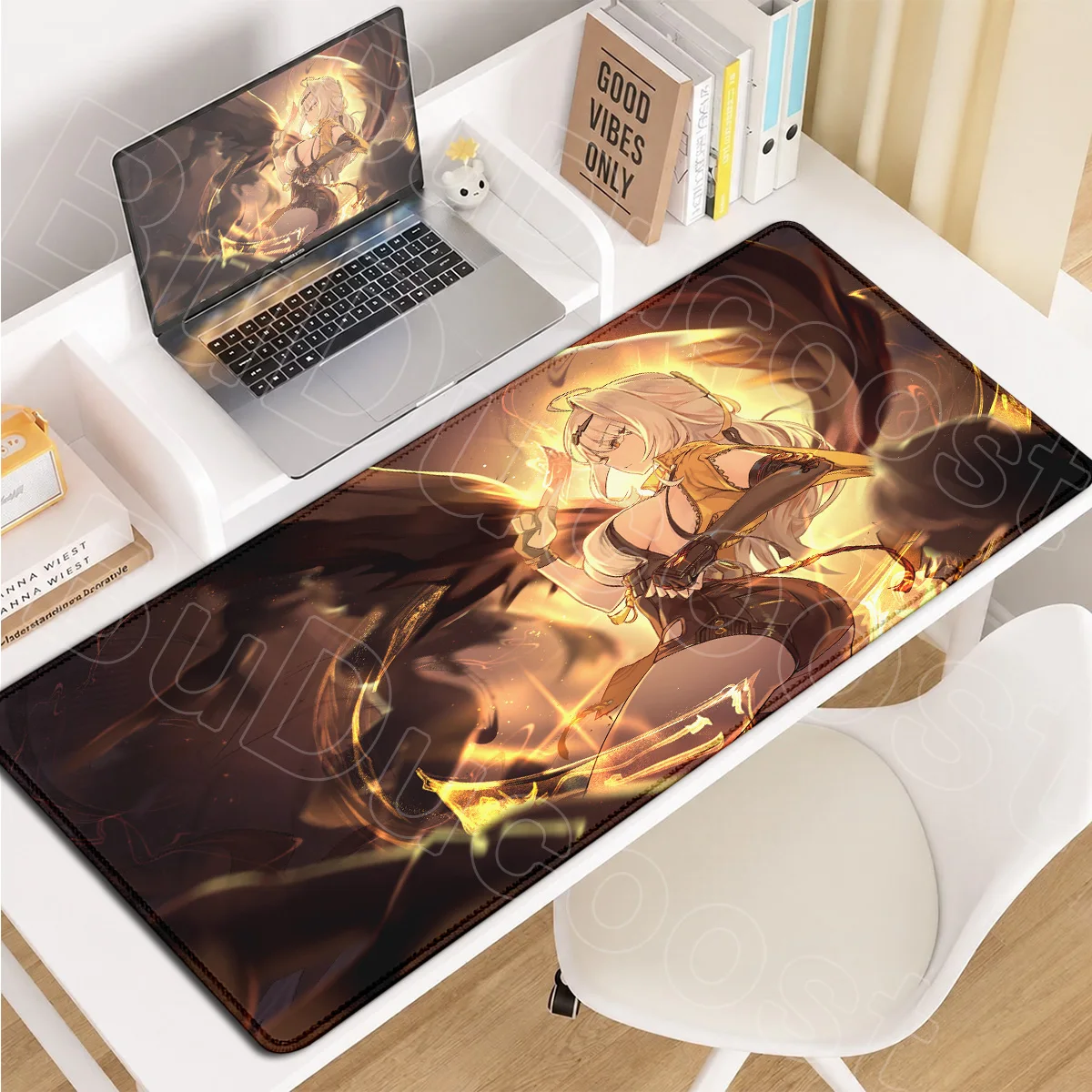 Anime Mouse Pad Gamer XXL Keyboard Mat Pale Blonde Warm Golden Glow Anime Girl Multi Scene Office Gaming Home Desk