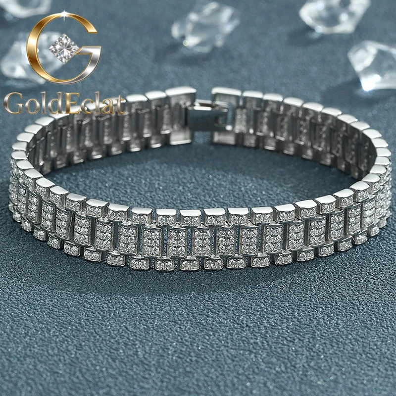 

Браслет GoldEclat Luxury из цельной платины PT950 с бриллиантами Mosane для мужчин и женщин, полностью инкрустированный бриллиантами