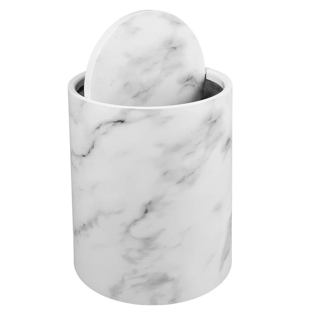 Garbage Can Marble Wastebasket Diaper Trash Makeup Hotel Dustbin Trashcan Kitchen