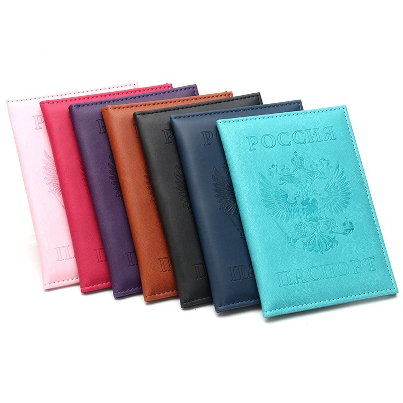 Russian Passport Holder Leather Cover Wallet Travel ID Card Holder image 2