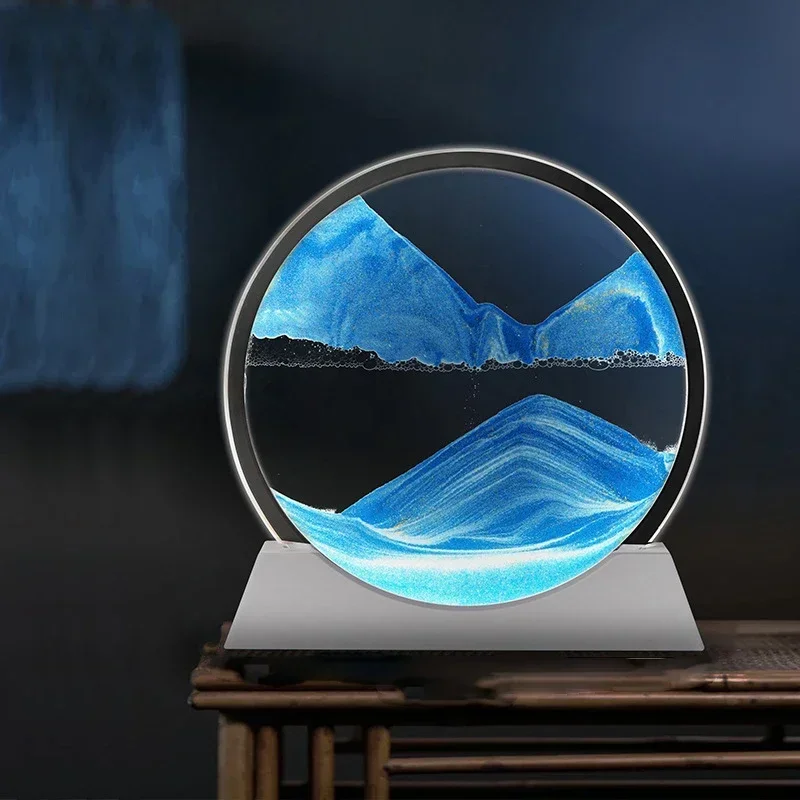 Creative Quicksand Table Lamp USB Moving Sand Art with Lighting 3D Sandscape Hourglass Night Light Bedside Lamps Home Decor Gift