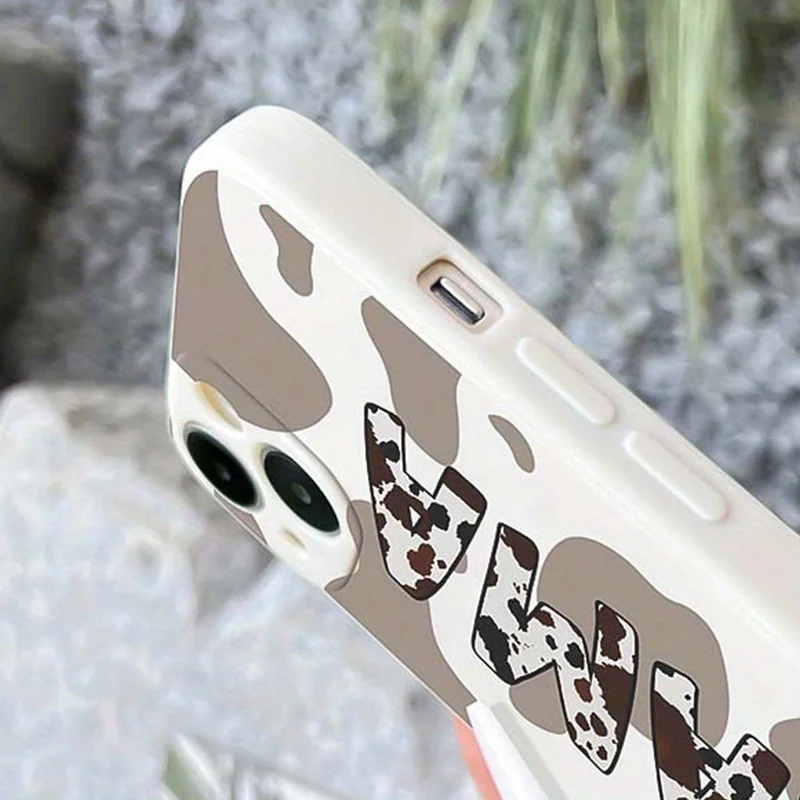 Custodia per telefono tagline "MAMA" con stampa mucca bianca antica per Apple iPhone 17 16 15 14 13 12 11 Pro Max Plus