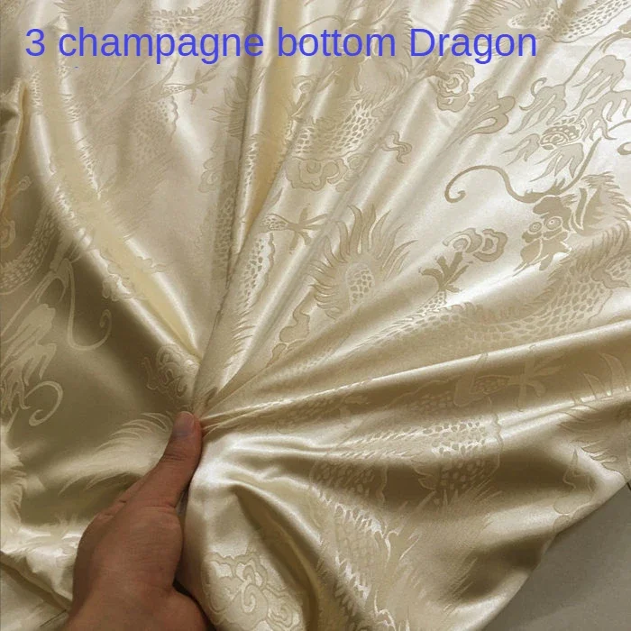 Jacquard Fabric By The Meter for Cheongsam Dresses Hanfu Sewing Dragon Soft Brocade Diy Silky Soft Thin Summer Drape Cloth White