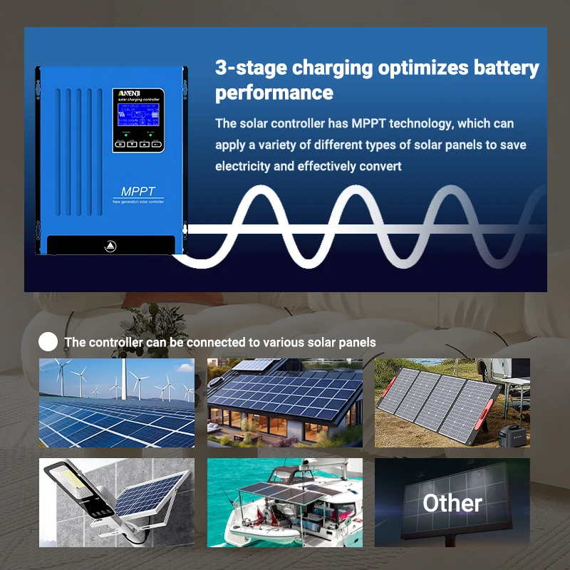 ANENJI 80A 12V MPPT Solar Charging Controller 12V/24V/48V Battery Charger Solar For LifePo4 Battery LCD Display Solar Panel